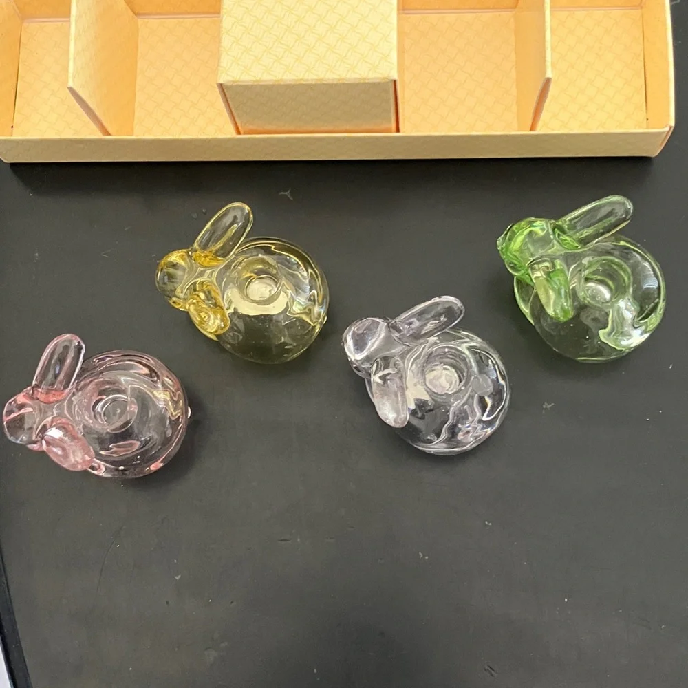 Williams Sonoma Bunny Taper Holders in Green and Pink